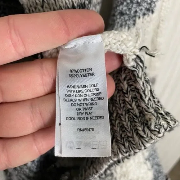 Cynthia Rowley | Black White & Grey Open Front Knit Cardigan Size Large - Picture 5 of 6